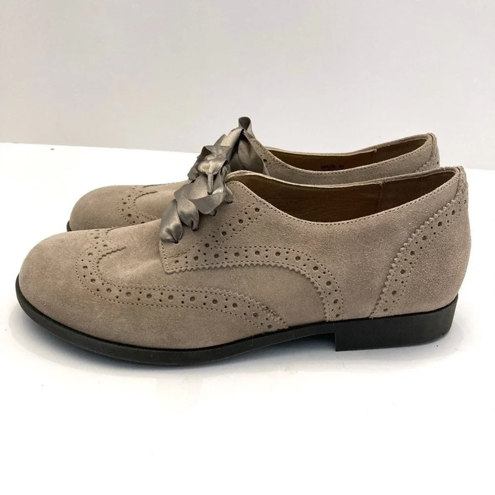 Birkenstock Laramie Wingtip Suede Shoes Taupe Regular Fit Women 5 EU‎ 36